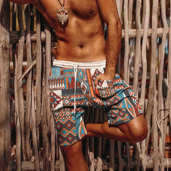 Men's Ethnic Print Casual Beach Shorts