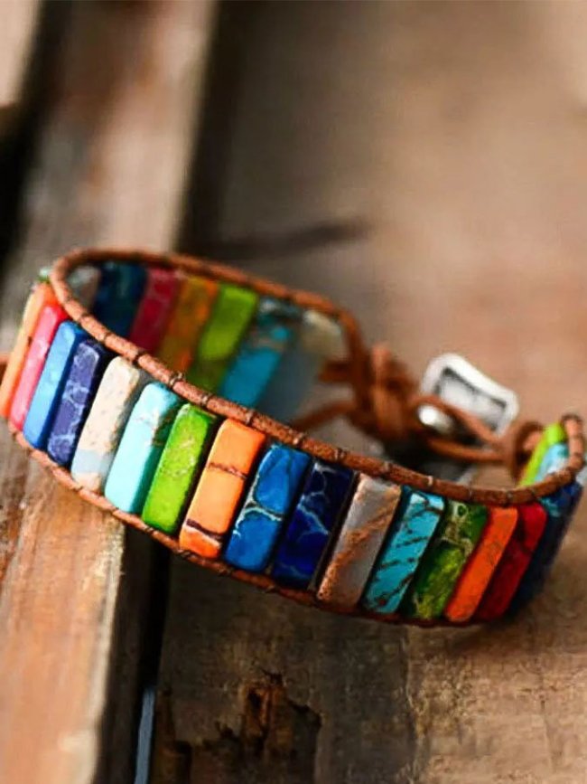 Bohemian Braided Colored Stone Bracelet