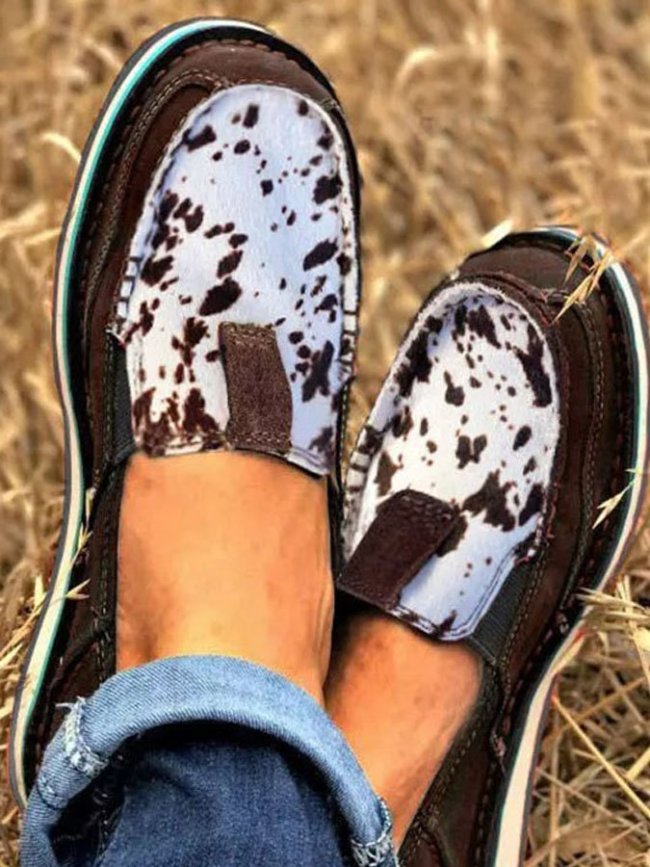 Cow Pattern Print Casual Shoes