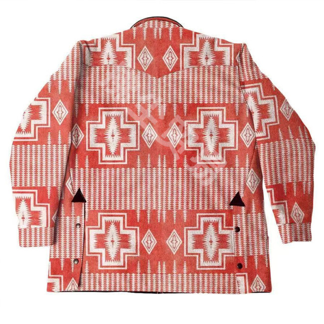 Red Lapel Western Print Jacket