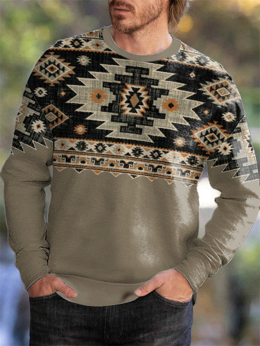 Men's Western Aztec Patchwork Inspired Sweatshirt