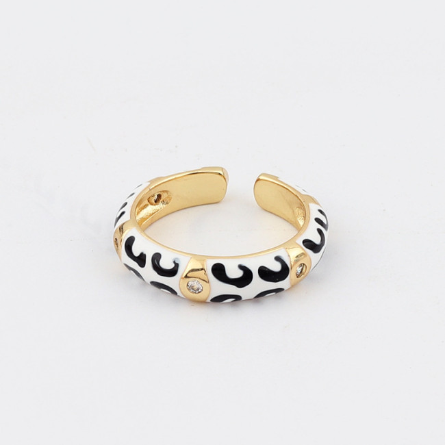 Fashion Leopard Print Copper Plated 18K Gold Ring