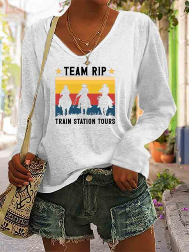 Team Rip Train Station Tours Casual Print T Shirt