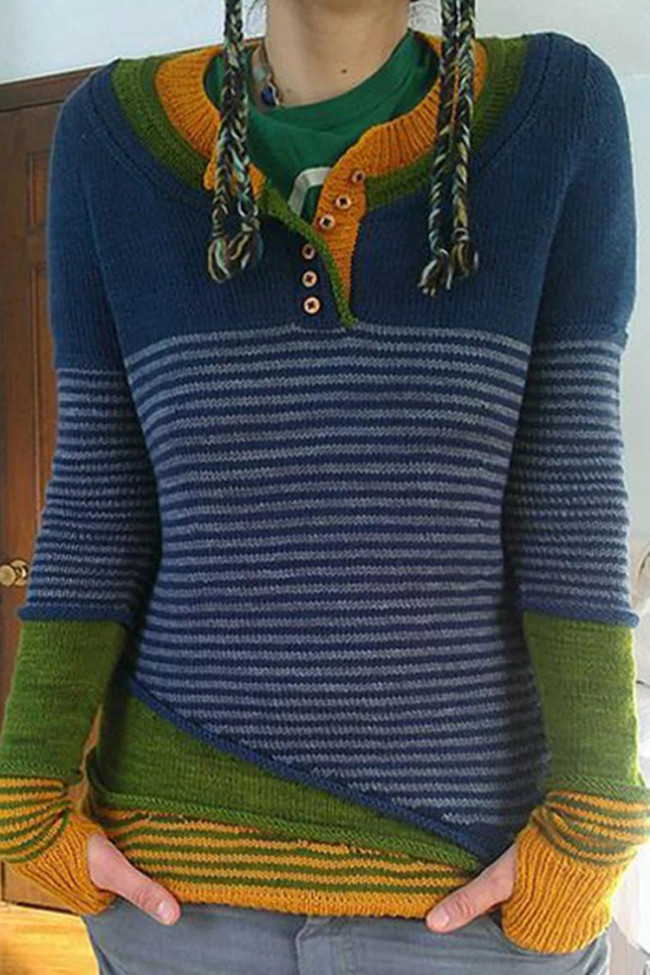 Vintage Striped Long Sleeve Sweater