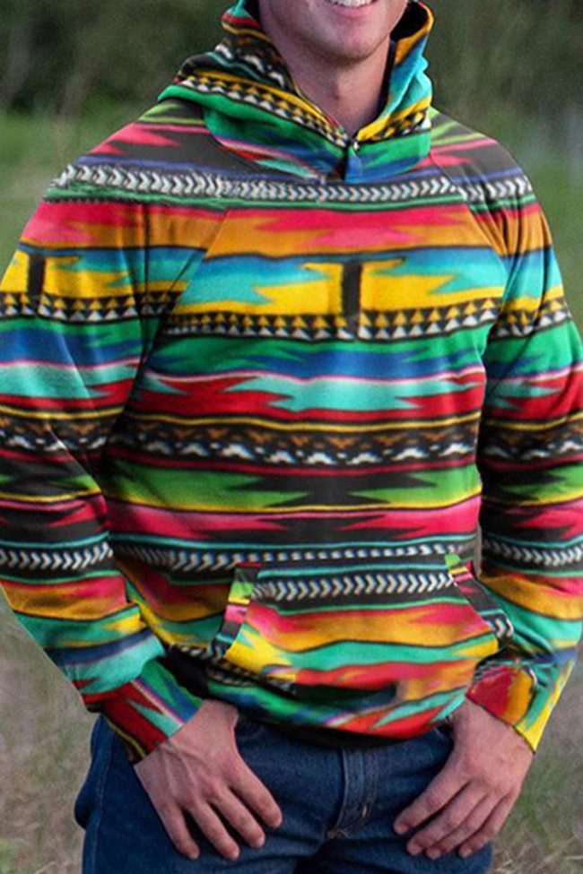 Casual Colorful Pattern Print Hoodie