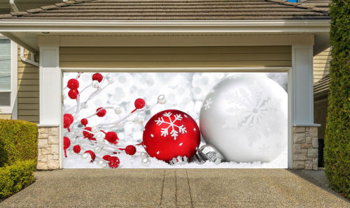 Merry Christmas Garage Door snow globe