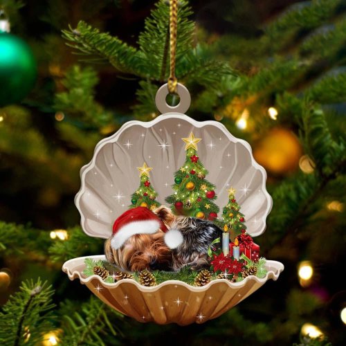 Yorkshire Terrier3-Sleeping Pearl in Christmas Two Sided Ornament