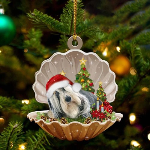 Bearded Collie-Sleeping Pearl in Christmas Two Sided Ornament