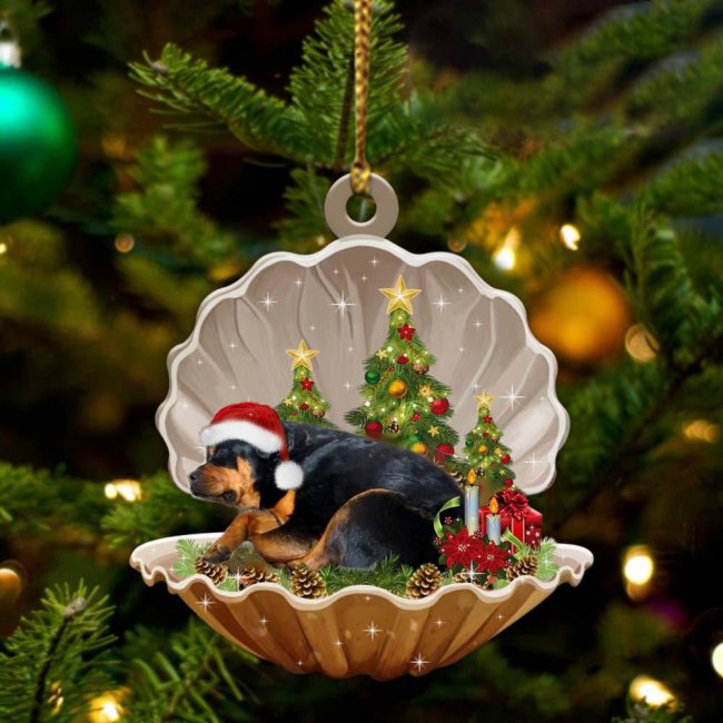Rottweiler-Sleeping Pearl in Christmas Two Sided Ornament