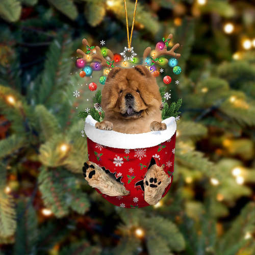 Chow Chow 1 In Snow Pocket Christmas Ornament