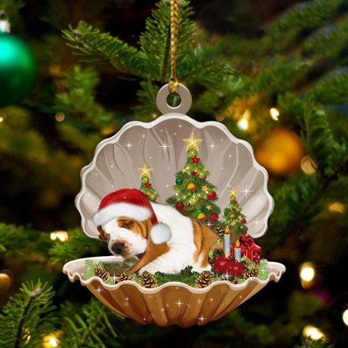 Basset Hound-Sleeping Pearl in Christmas Two Sided Ornament
