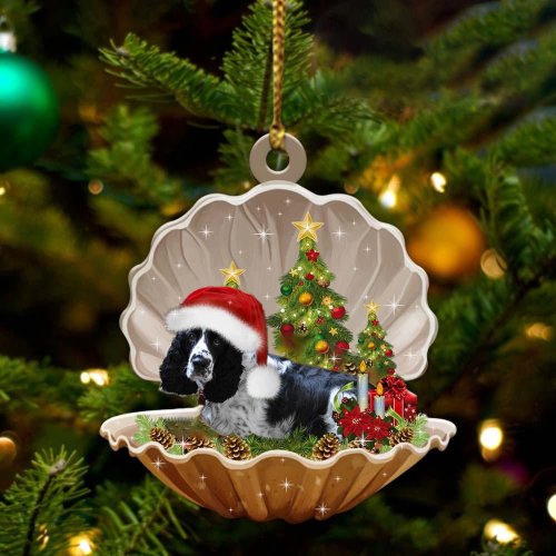 Black And White English Springer-Sleeping Pearl in Christmas Two Sided Ornament