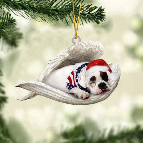 America Bulldog Sleeping Angel Christmas Ornament
