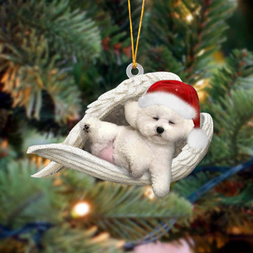 Bichon frise Sleeping Angel Christmas Ornament