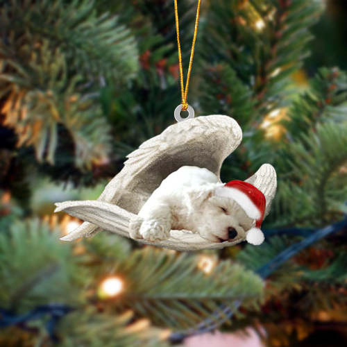 White Poodle Dog Sleeping Angel Christmas Ornament