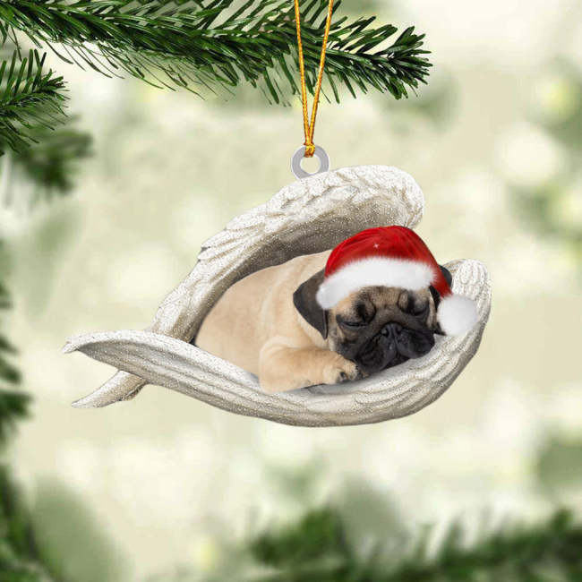 Pug Sleeping Angel Christmas Ornament