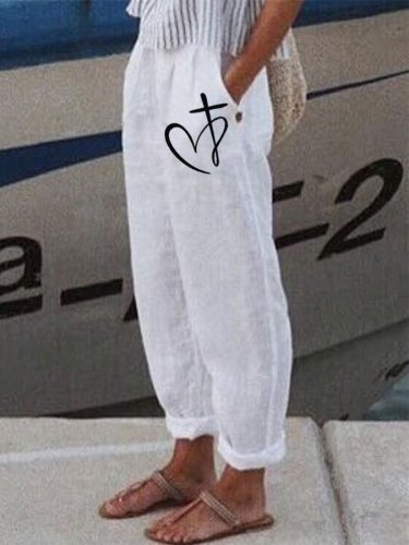 Women'sHeart with a cross Faith casual pants