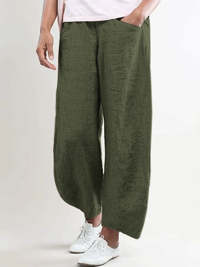Casual Solid Linen Trousers