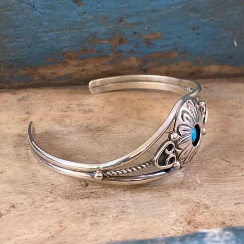 Concho Bracelet Set with Turquoise in Sterling Silver Navajo by Richard Begay