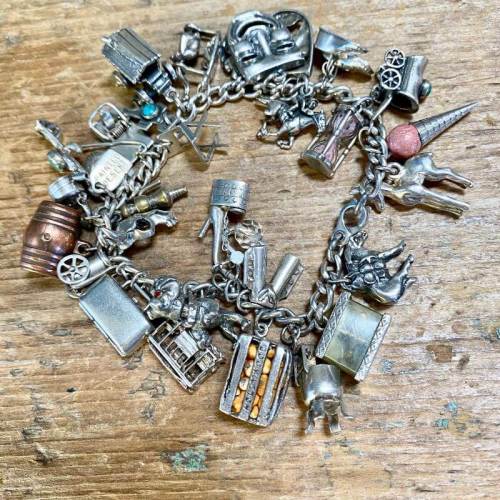 Heavy Sterling Silver Bracelet LOADED with 30 Charms