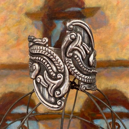 Vintage Mexican Clamper Bracelet in Sterling Silver