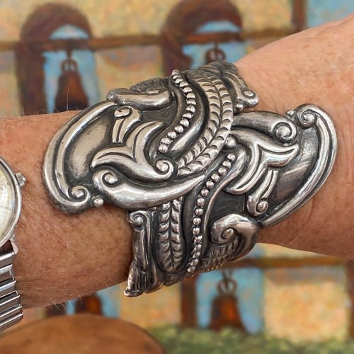 Vintage Mexican Clamper Bracelet in Sterling Silver