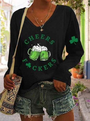 Women's St. Patrick's Cheers F*uckers Clover Print Sweatshirt
