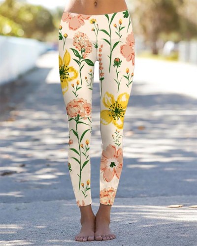 Spring Summer Floral Leggings