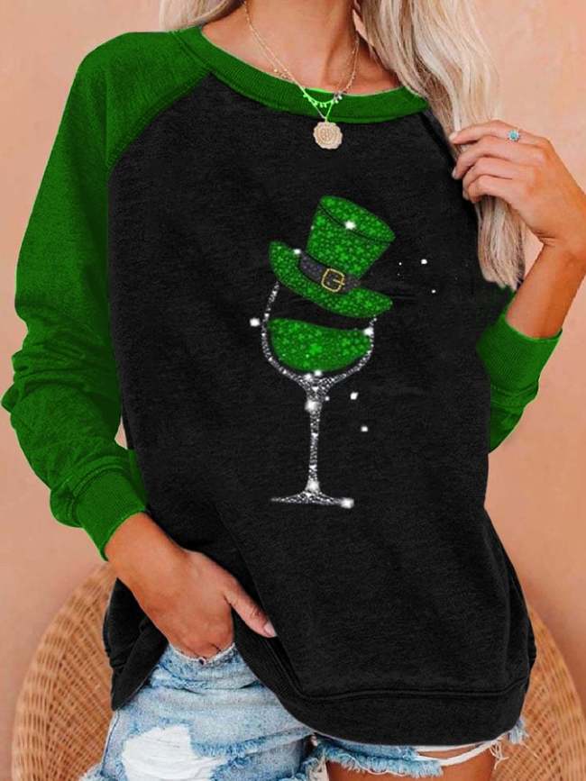 Semper Wine Glass Casual Print Sweatshirt