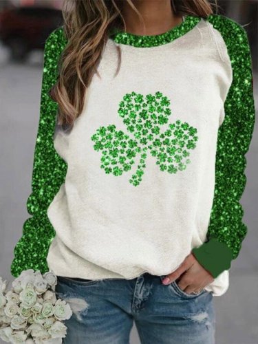 Women's St. Patrick's Day Clover Crew Neck Sweatshirt