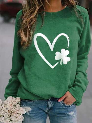 Women's St. Patrick's Day Lucky Shamrocks Printed Casual Sweatshirt