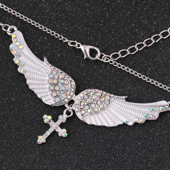 Vintage Wing Diamond Pendant Necklace