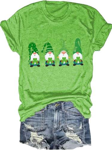 San Pa Gnome Print Short Sleeve T-Shirt