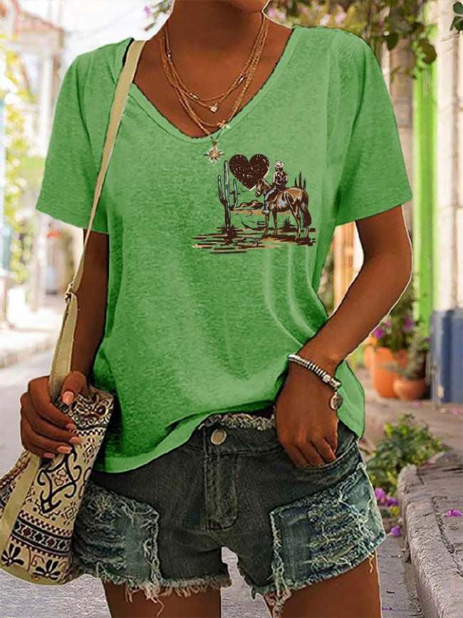 Women's I Got A Heart Like A Truck Print V-Neck T-Shirt