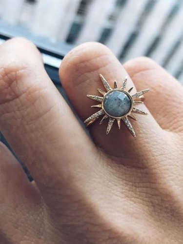 Decorative Gemstone Sunflower Ring