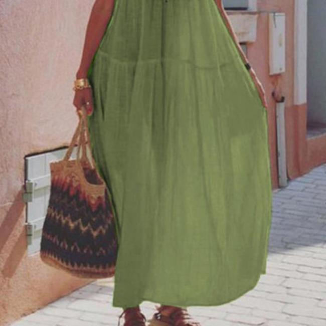 Women's Solid Color Halter Loose Maxi Dress