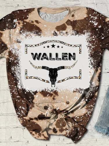 Women's Wallen Bull Head Print Short Sleeve T-Shirt