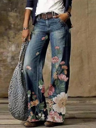 Women's Casual Flower Print Pants