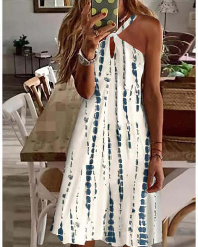 Cross Strap Off Shoulder Sexy Print Dress
