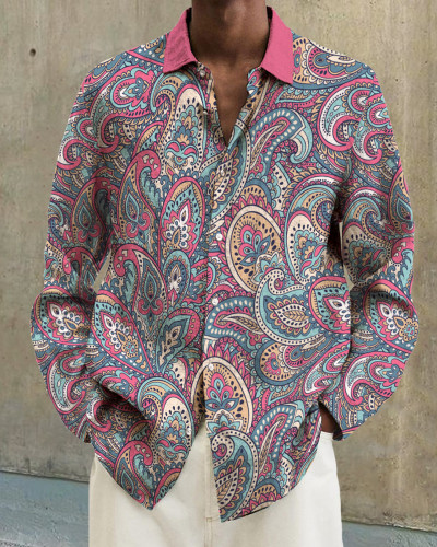 Men's Prints long-sleeved fashion casual shirt 139c