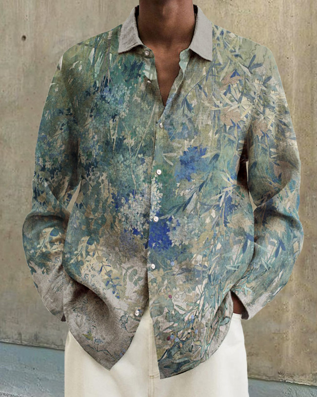Men's Prints long-sleeved fashion casual shirt 5e27