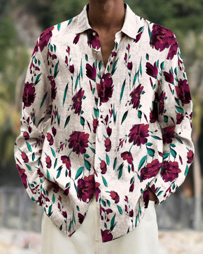 Men's Prints long-sleeved fashion casual shirt 866f
