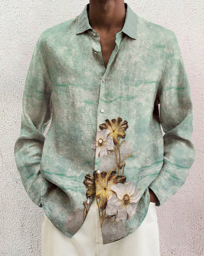 Men's Prints long-sleeved fashion casual shirt d53b