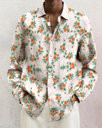 Men's Prints long-sleeved fashion casual shirt 0800