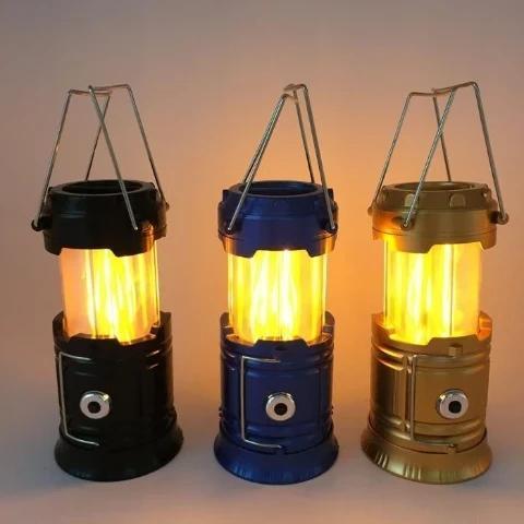 3-in-1 Camping Lantern，Portable Outdoor LED Flame Lantern Flashlight