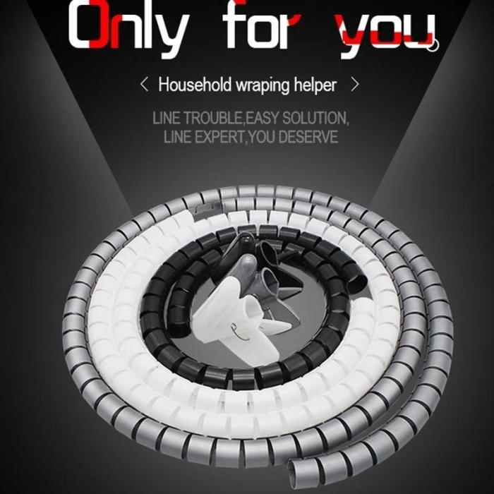 Flexible Spiral Cable Zip Wrap Tidy Organizer Wire Cord Management