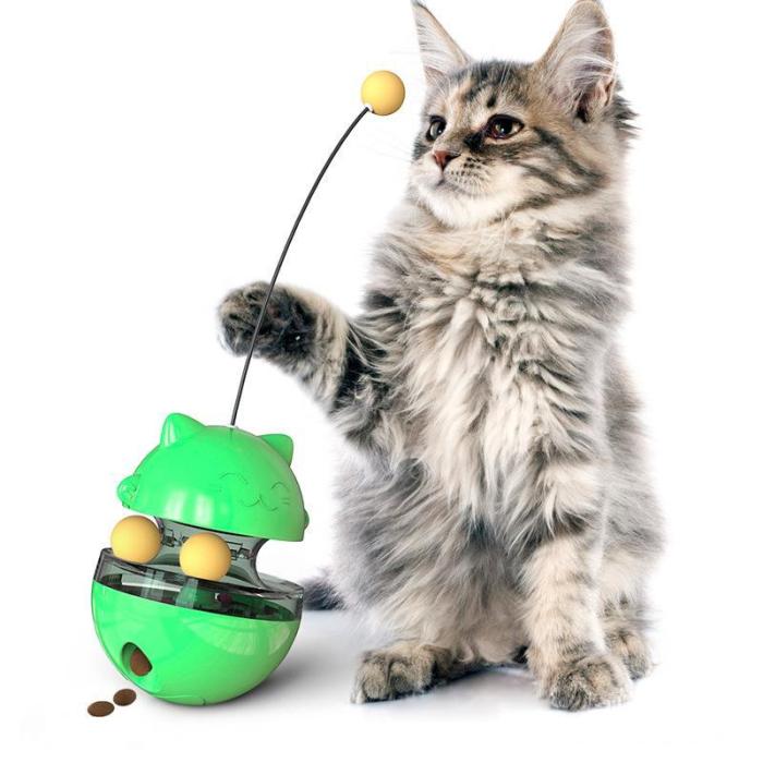 4 in 1 Cat Toy - Cat Feeder+Track Ball+Funny Cat Stick+Tumbler