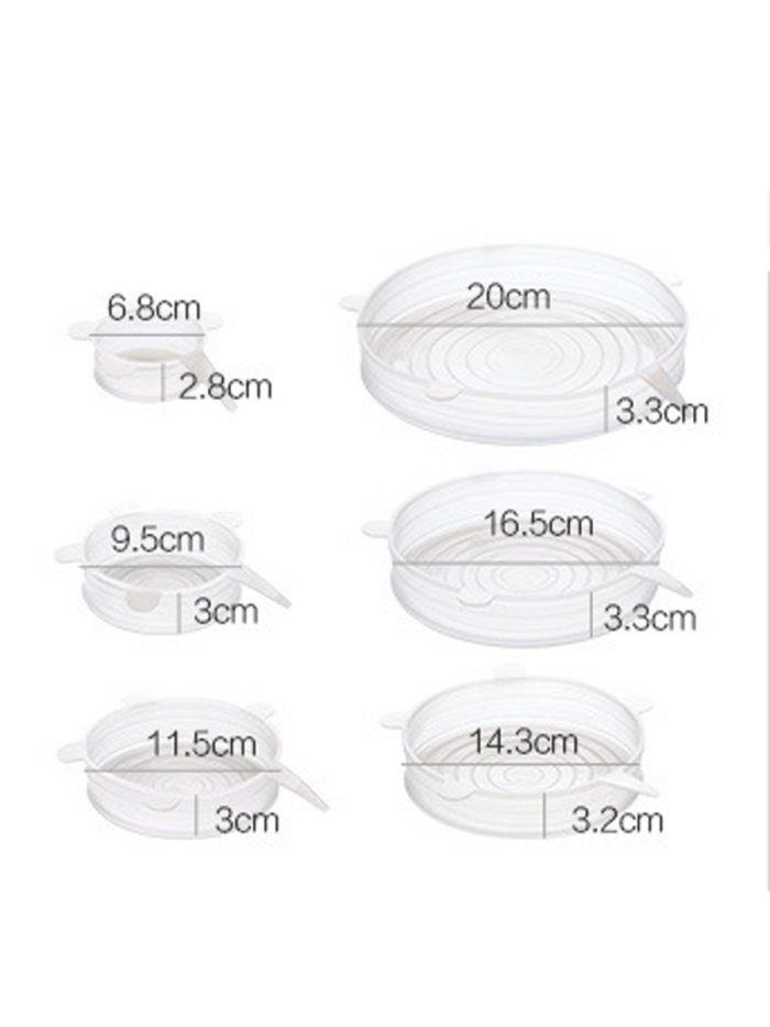 6 Pcs Silicone Reusable Fresh Cover Kitchen Tool