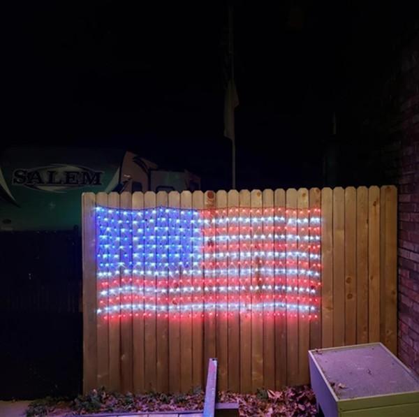AMERICAN FLAG 390 LED STRING LIGHTS-LARGE USA FLAG OUTDOOR LIGHTS