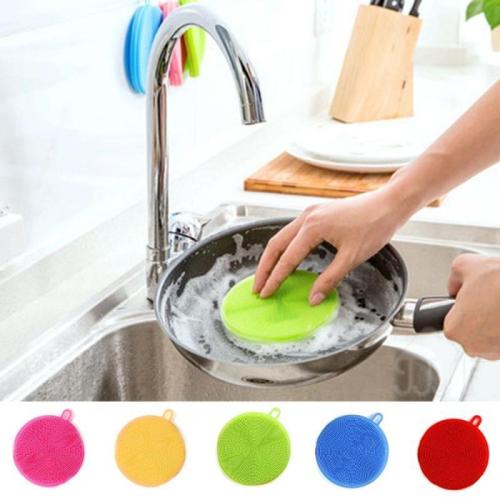 Kitchen Silicone Dish Sponge Scrubber Cleaning Antibacterial Tool